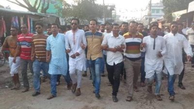 কয়রায় নৌকার পক্ষ্যে ছাত্রলীগ ও তরূন প্রজম্নের গনসংযোগ