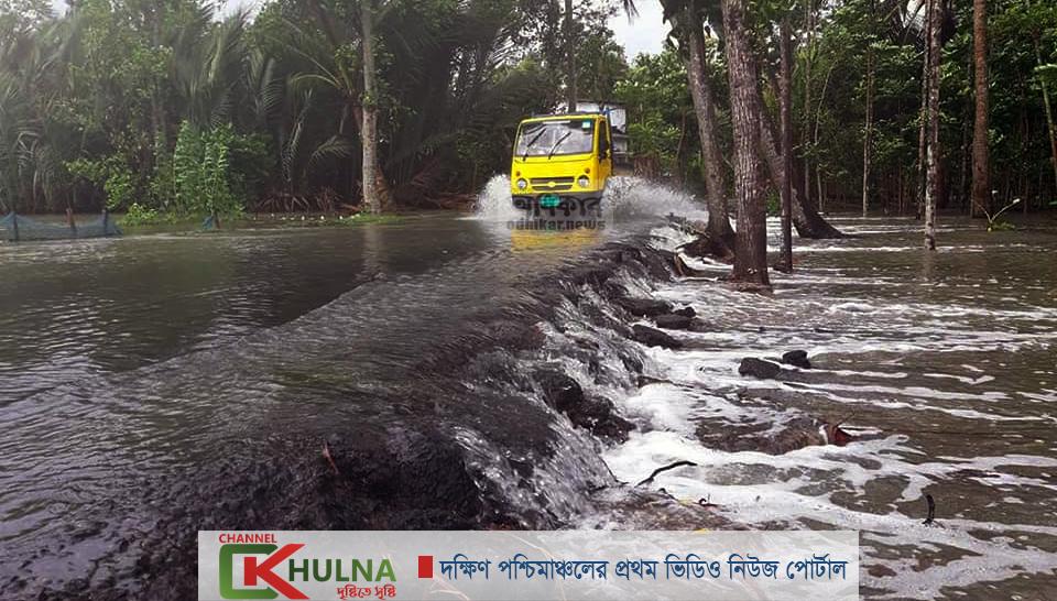 বাগেরহাটে আম্ফানের প্রভাবে বৃদ্ধি পেয়েছে নদীর পানি, নিম্নাঞ্চল প্লাবিত