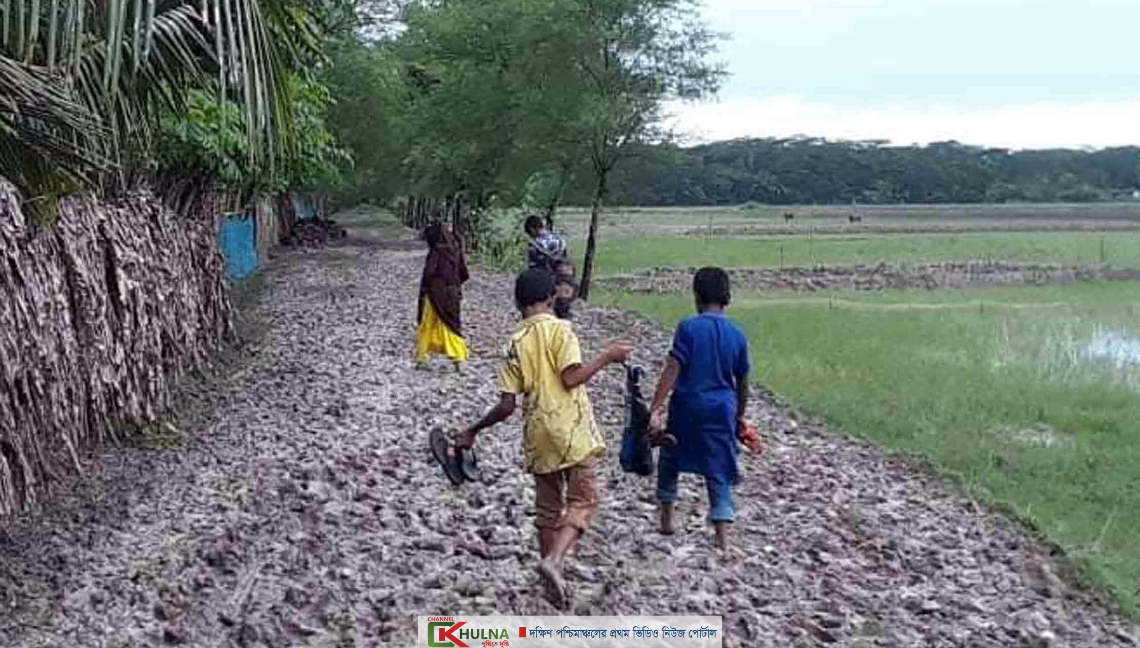 শরণখোলায় রাস্তায় হাটুকাদা,জনদুর্ভোগ চরমে