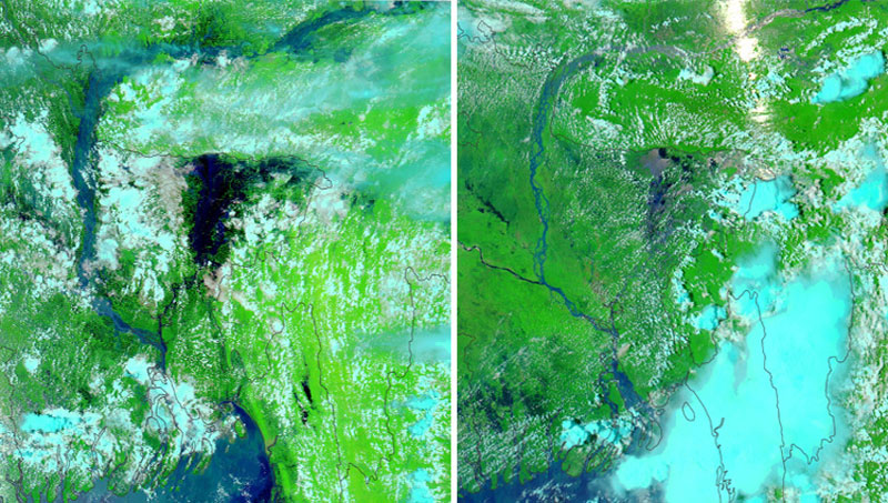 নাসার ছবিতে বাংলাদেশে বন্যার ভয়াবহতা