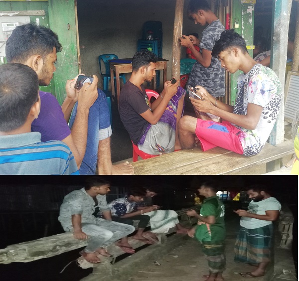 স্কুল কলেজ বন্ধ কয়রায় শিক্ষার্থীরা এন্ড্রয়েট মোবাইলে গেম খেলায় ব্যস্ত