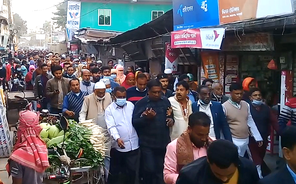 মোড়েলগঞ্জ এ্যাড.মনিরুল হক তালুকদারের পক্ষে আনন্দ মিছিল