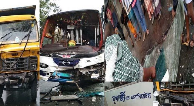 তালায় বাস-ট্রাক মুখোমুখি সংষর্ঘে ৩০ জন আহত