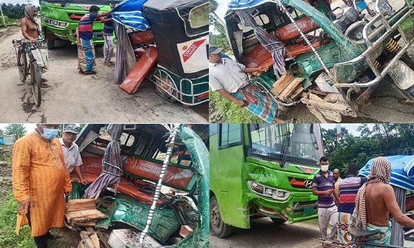 তালায় পরিবহনের ধাক্কায় ইজিবাইকের চালকসহ ৬ জন গুরুতর আহত