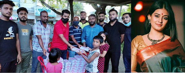 অভিনেত্রী মন্দিরা চক্রবর্তীর জন্মদিন উপলক্ষে দরিদ্র শিশুদের মাঝে খাবার বিতরণ