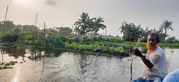 ডুমুরিয়ায়  জনপ্রিয় হয়ে উঠেছে ভাসমান বেডে সবজি ও মসলা চাষ