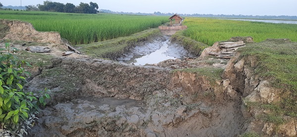 মোংলায় জবরদস্তি চিংড়ি ঘেরে বাঁধ