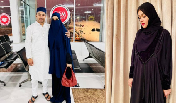 দোয়া চেয়ে স্বামীকে নিয়ে ওমরাহ পালনে মাহি