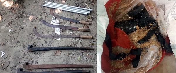 মণিরামপুরে ককটেল ও দেশীয় অস্ত্র উদ্ধার