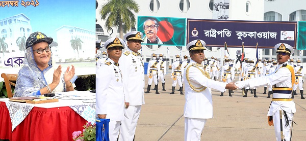 বাংলাদেশ নেভাল একাডেমিতে রাষ্ট্রপতি কুচকাওয়াজ ভিটিসির মাধ্যমে প্রধানমন্ত্রীর অবলোকন