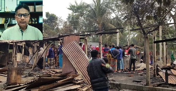 তেরখাদায় অগ্নিদগ্ধ আশ্রয়ন প্রকল্পের দ্রুত পুণঃনির্মাণের আশ্বাস সালাম মূর্শেদী এমপি’র