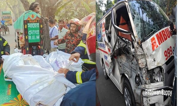 যশোরে ইঞ্জিন ভ্যান ও অ্যাম্বুলেন্সের মুখোমুখি সংঘর্ষে ৩ জন নিহত