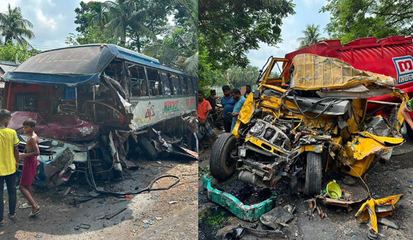 খুলনায় বাস-ট্রাকের ত্রিমুখী সংঘর্ষে আহত ৮