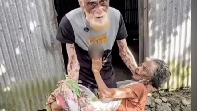 অসুস্থ স্ত্রীকে কোলে নিয়ে বৃদ্ধের আকুতি, ‘আল্লাহ, আমাকে খাবার দাও’
